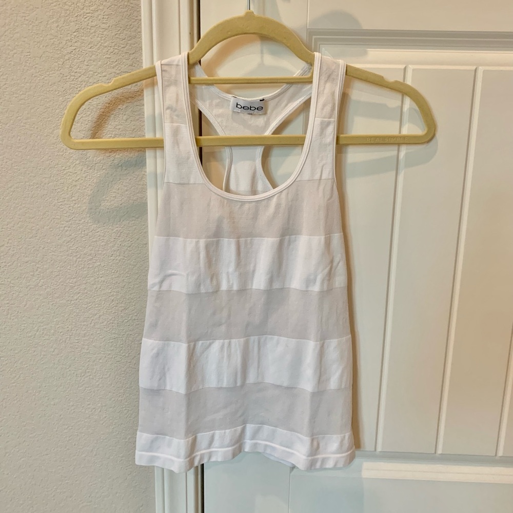 Bebe White Striped Racerback Tank Top for Women - Size XS